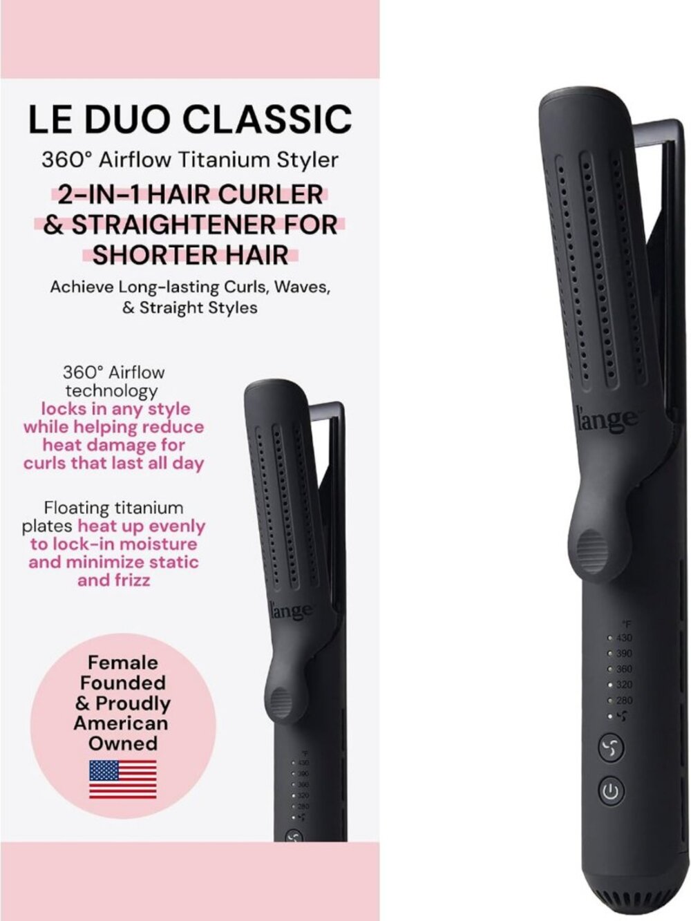 360° Airflow Hair Styler | Curl & Straighten | Snag-Free Titanium Plates